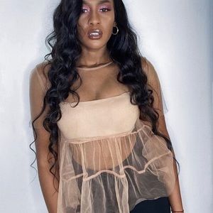 ZARA SEMMI-SHEER TULLE PEPLUM TOP BLOGGERES FAVORITE